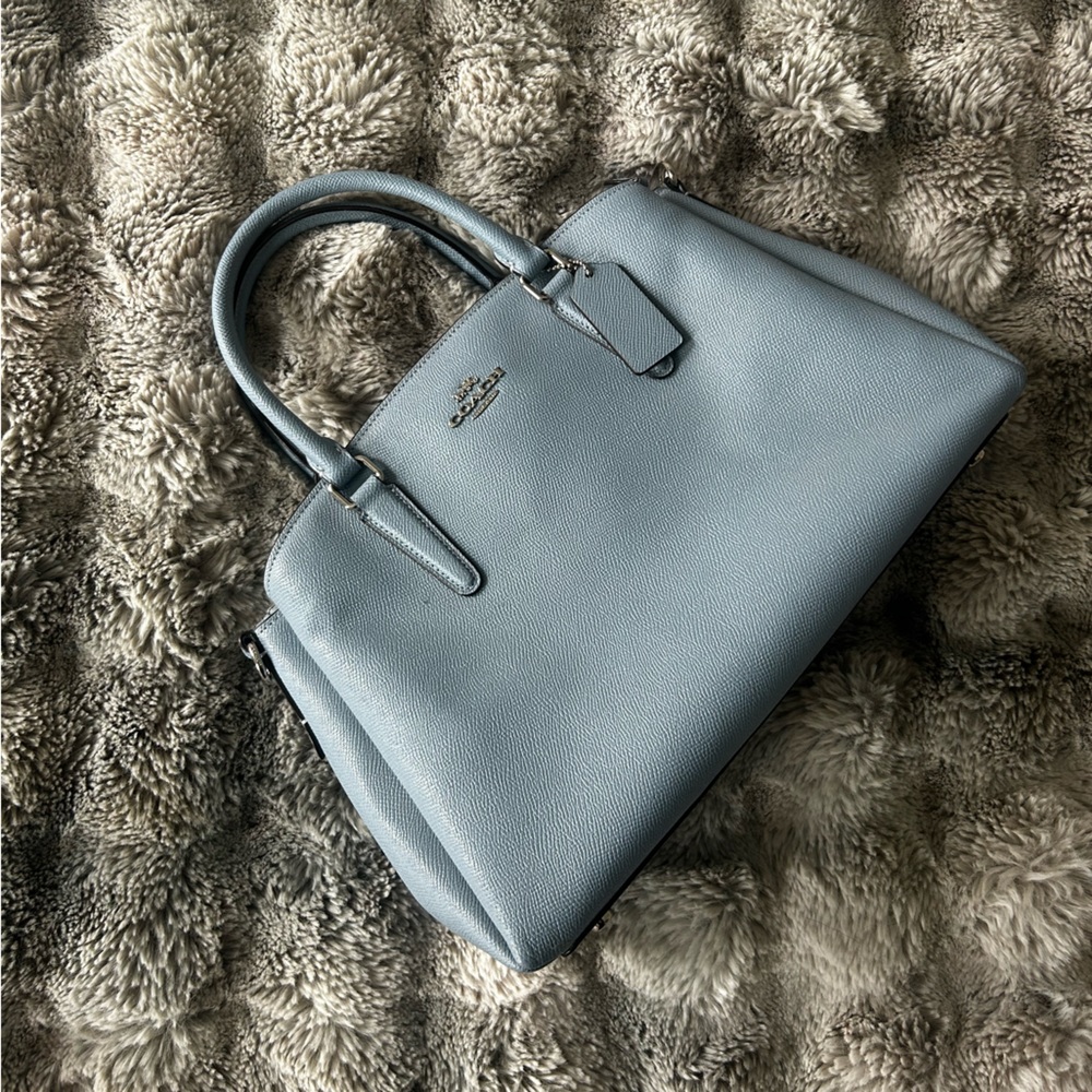 Coach Light Blue Leather Tote Bag